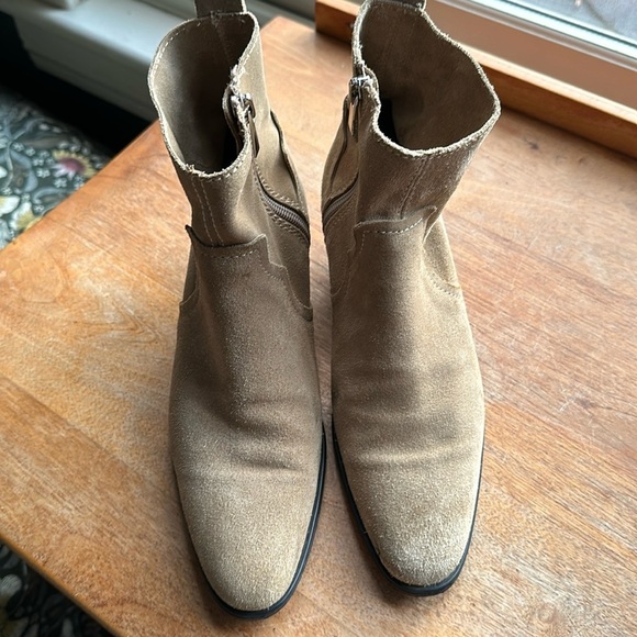 Zara tan suede western heeled zip up booties women’s EU38 US 7.5 - Picture 2 of 6